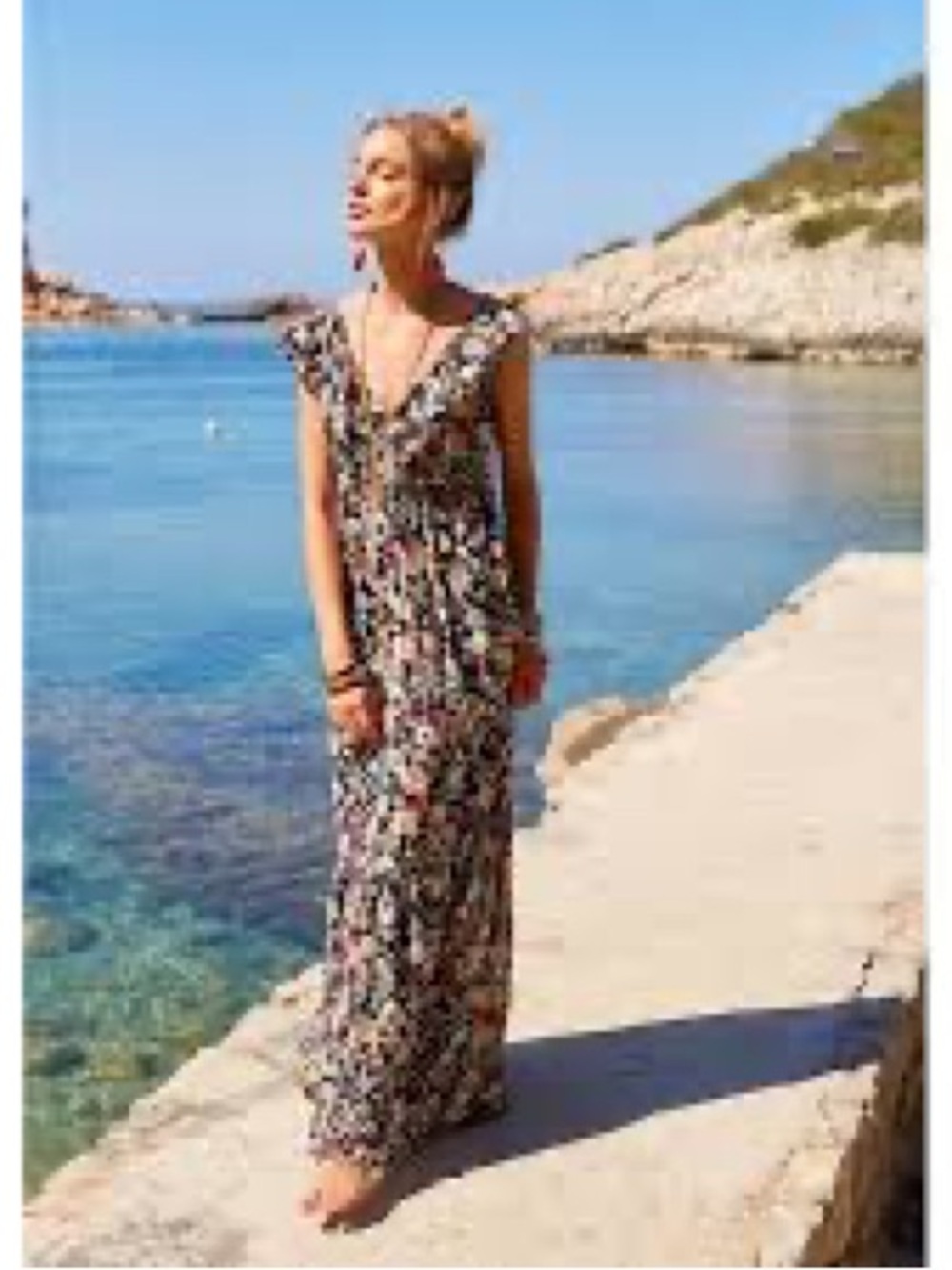 Sezane amelie oiseaux silk maxi dress size 36 / S